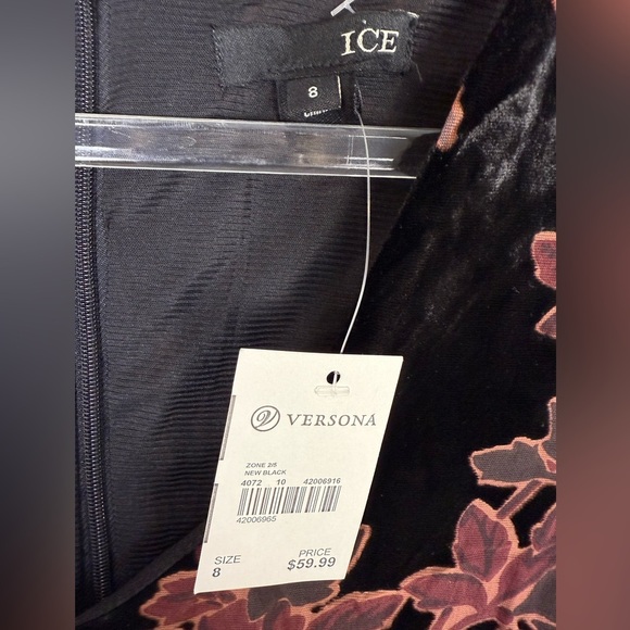 Black floral velvet burnout dress ruffled high low hem size 8 NWT - Picture 7 of 10